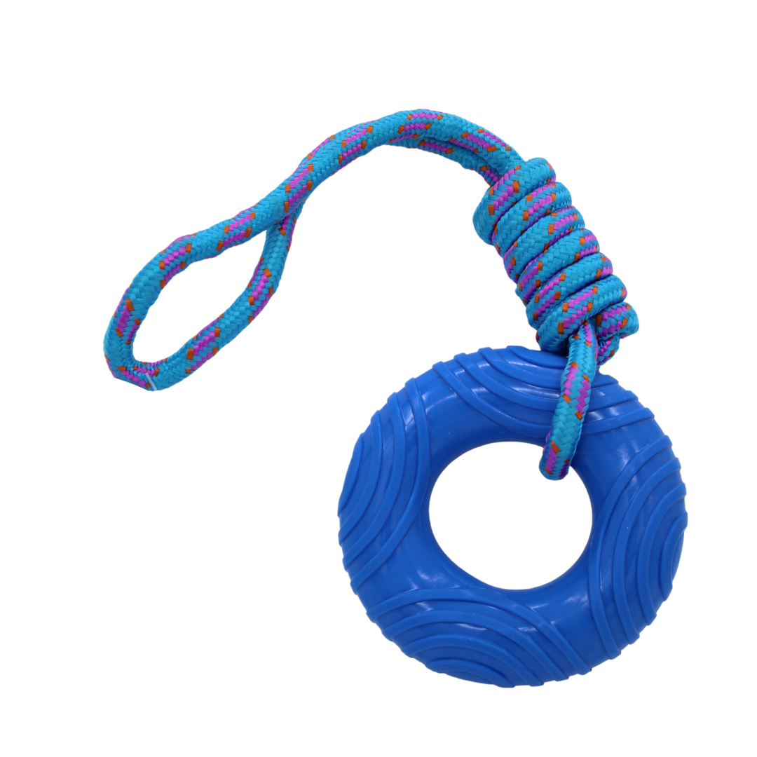 Aro Masticable con Cuerda y Sonido Azul